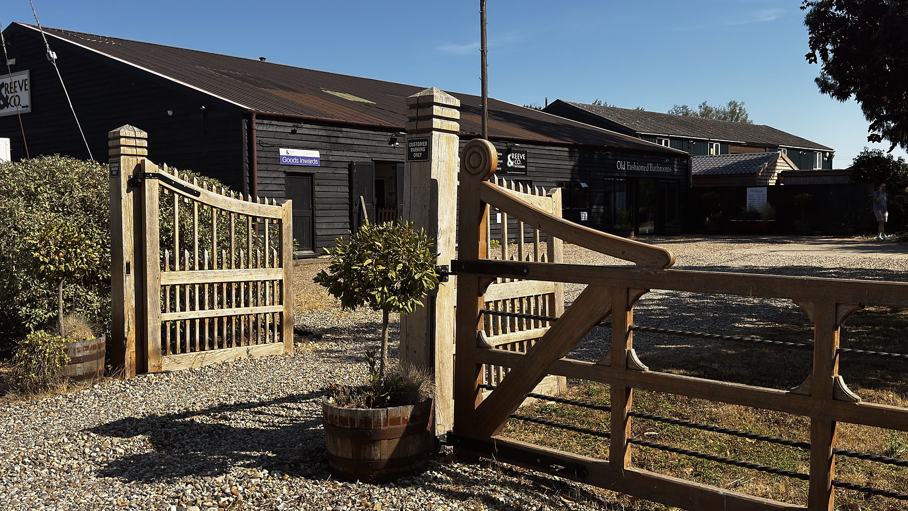 The gates at the entrance to the workshop