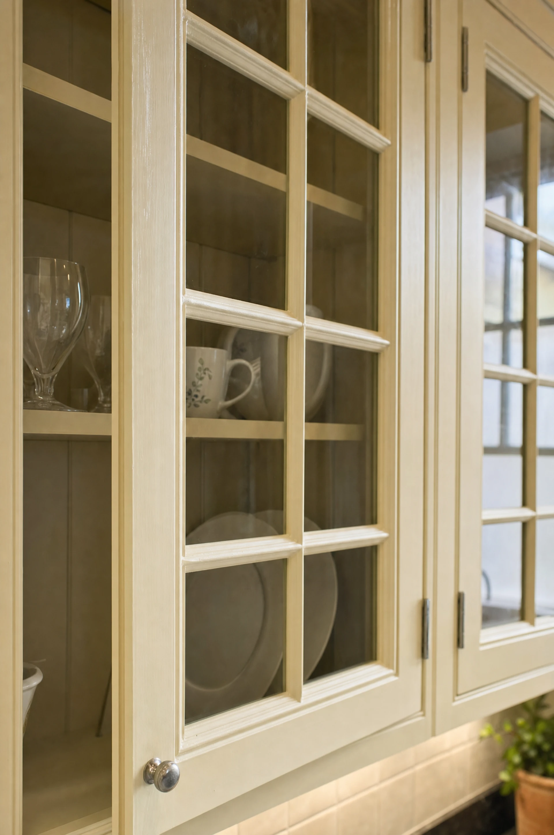 A glazed wall cupboard with moulded astragal bars, The Essex range by Square & True