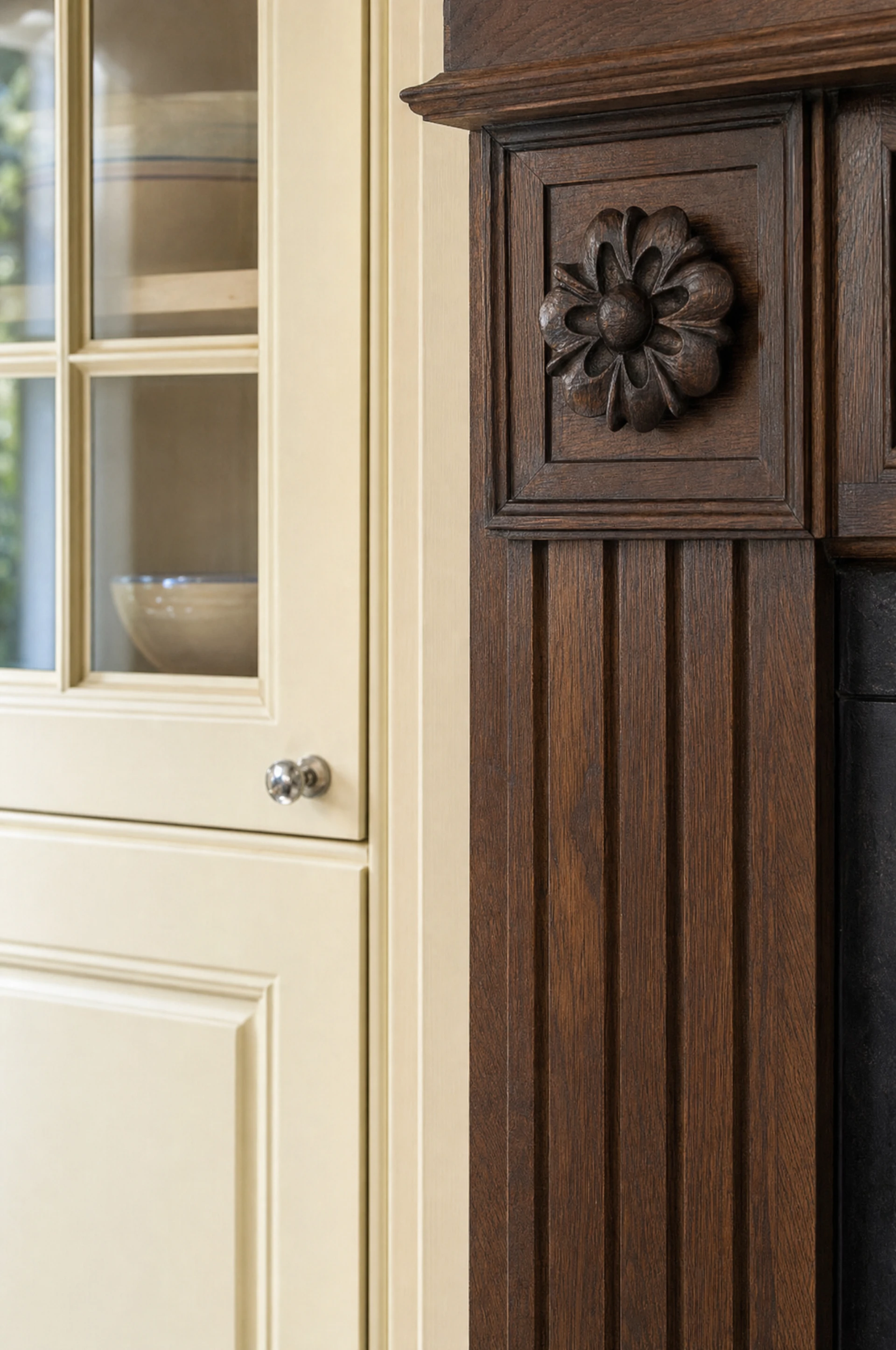 Detail of a moulded in-frame door, run on our own spindle moulder, The Essex range by Square & True