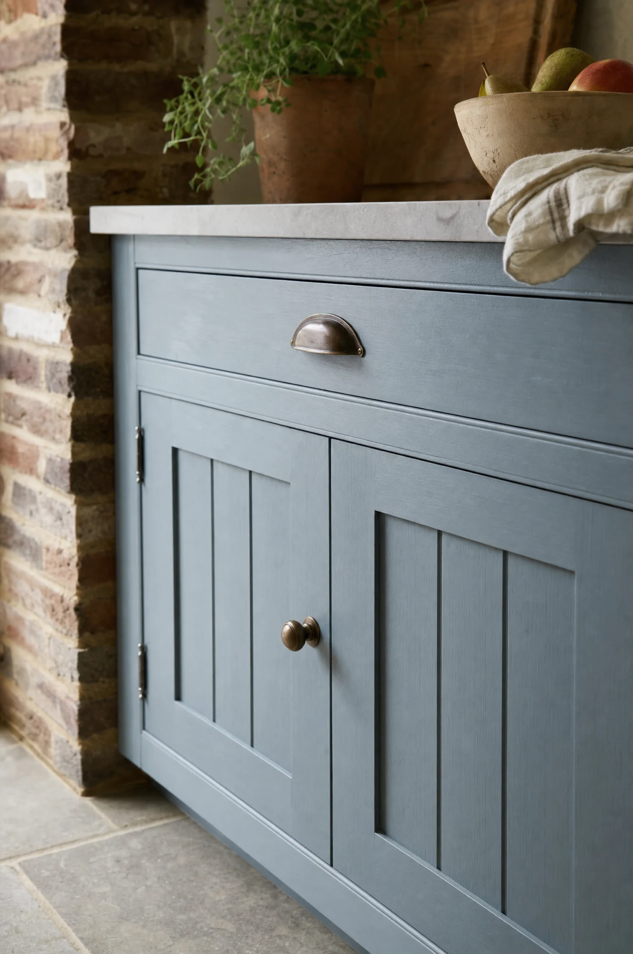 V-grooved panels to a painted farmhouse kitchen, The Farmhouse range by Square & True