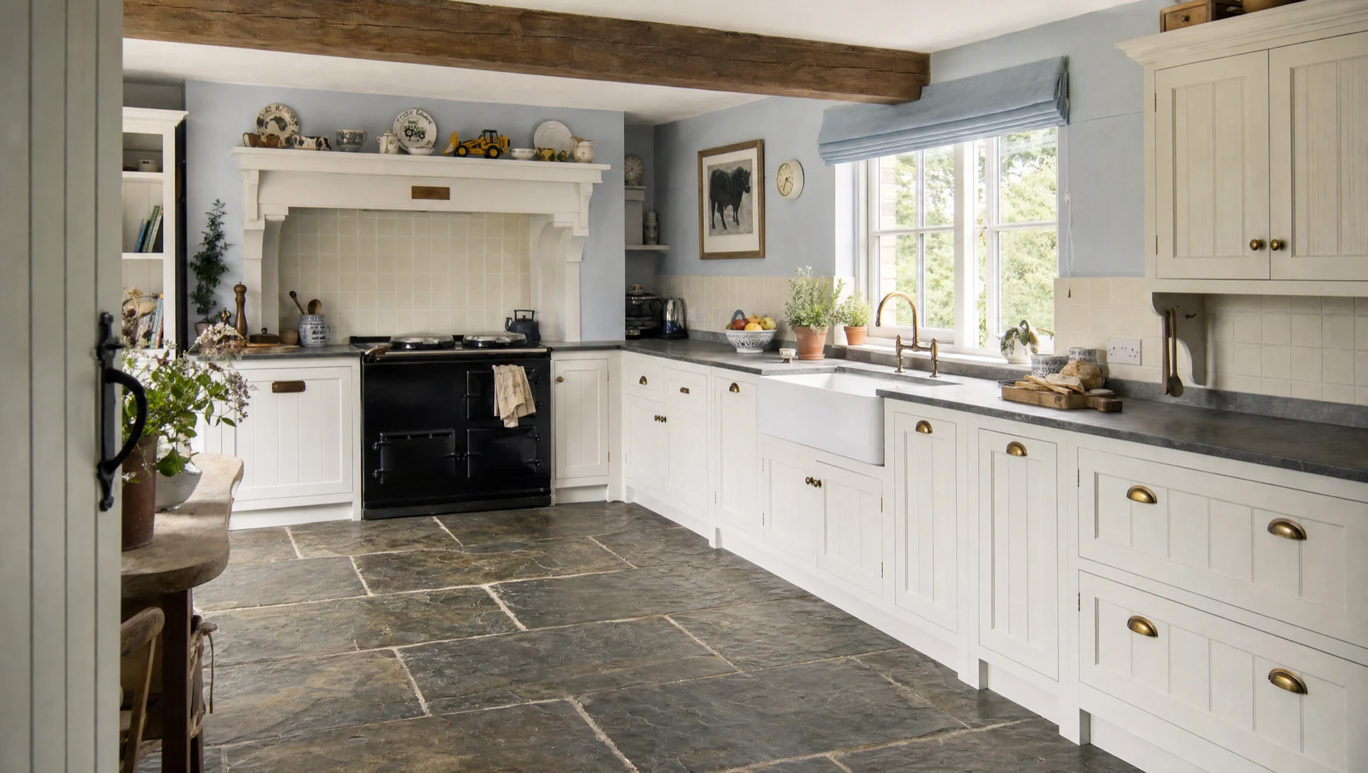 The Farmhouse — painted in-frame kitchen built around the range and the sink, Square & True