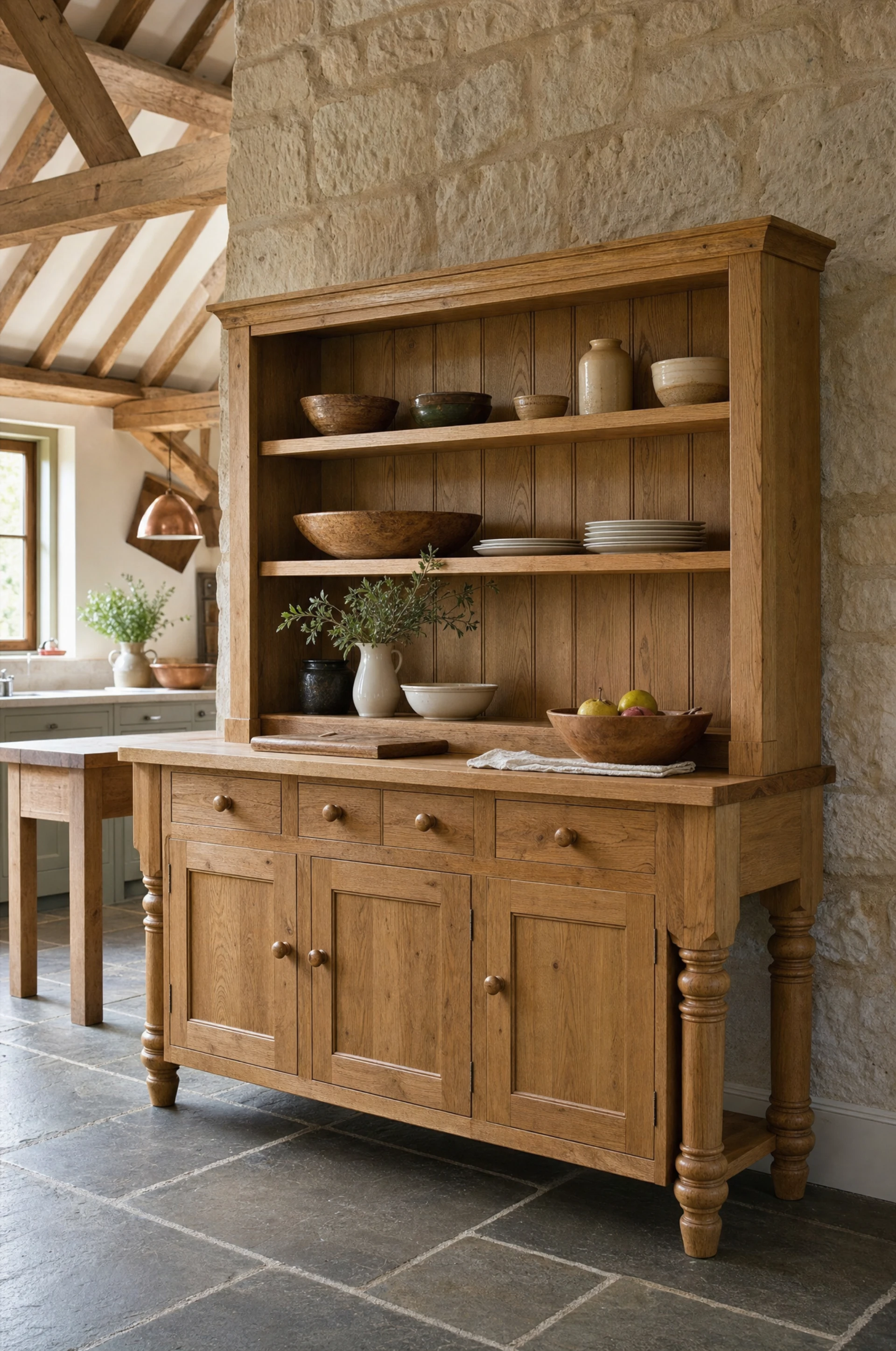 A solid oak dresser finished on all six sides, Modular & Freestanding by Square & True