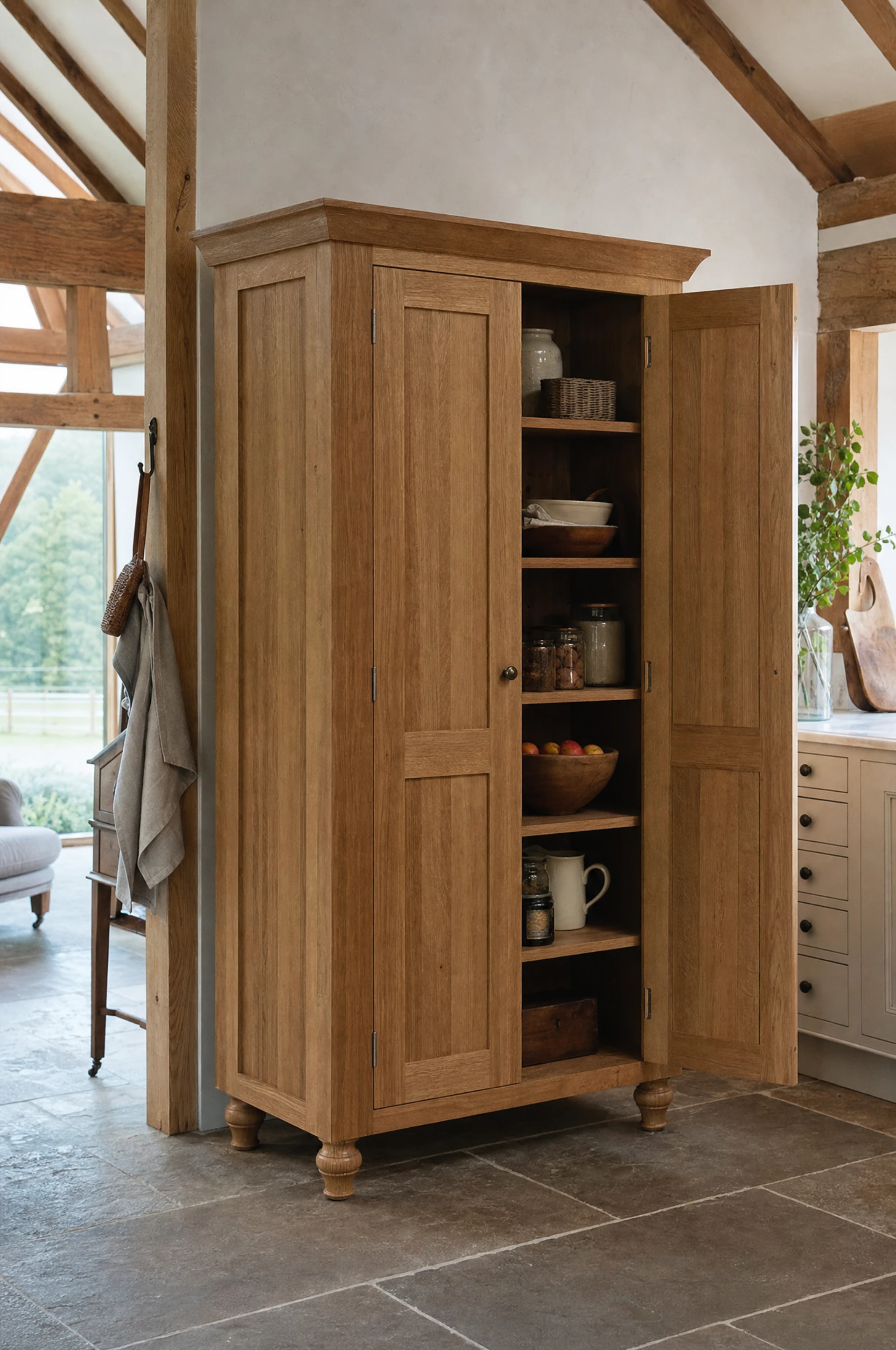 A freestanding oak larder cupboard, Modular & Freestanding by Square & True