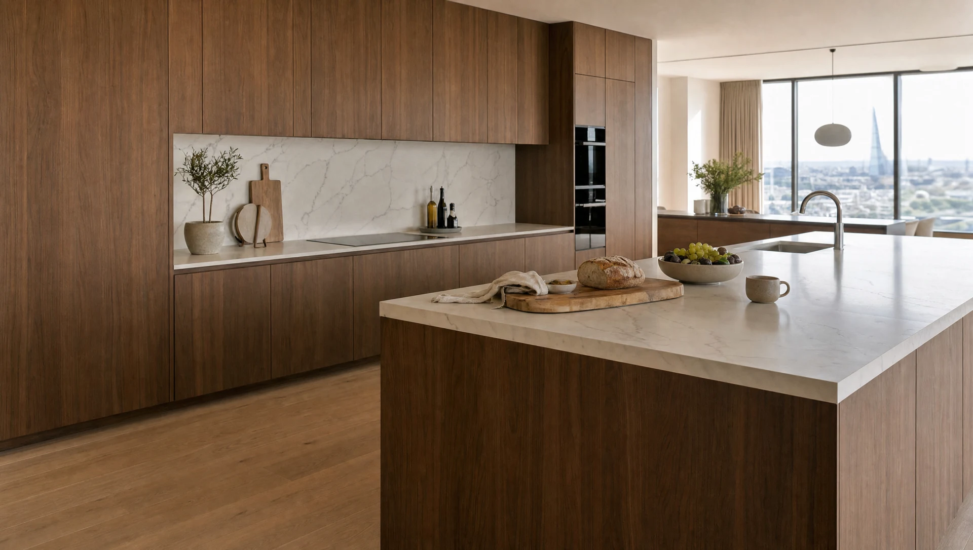 The Kensington — sprayed handleless contemporary kitchen, made in Suffolk by Square & True
