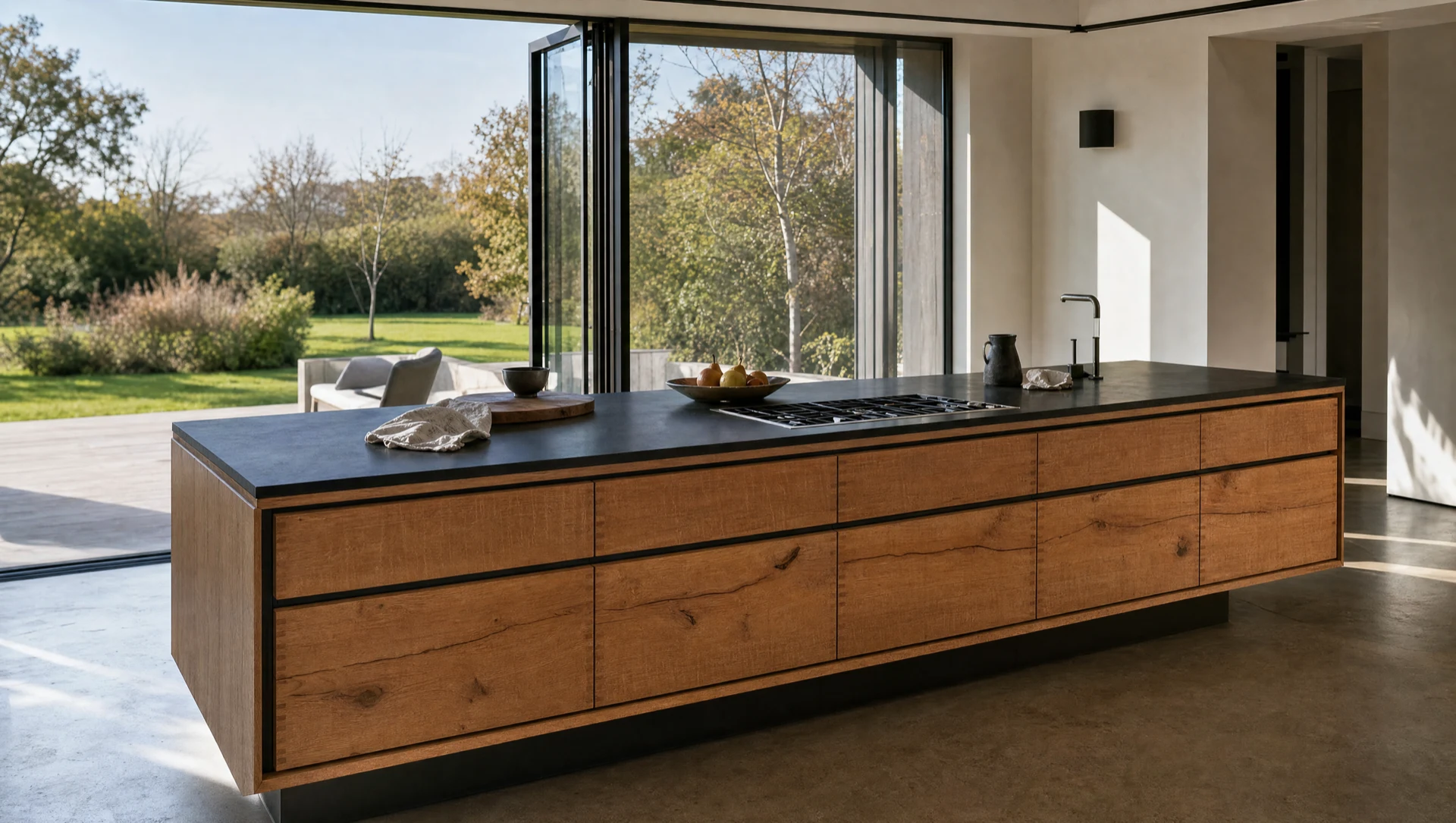 The Scandi — handleless solid oak English kitchen, made in Suffolk by Square & True