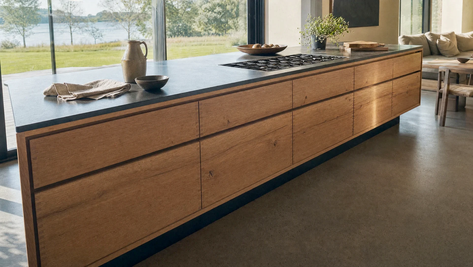 An oak island with finger-jointed fronts, The Scandi range by Square & True