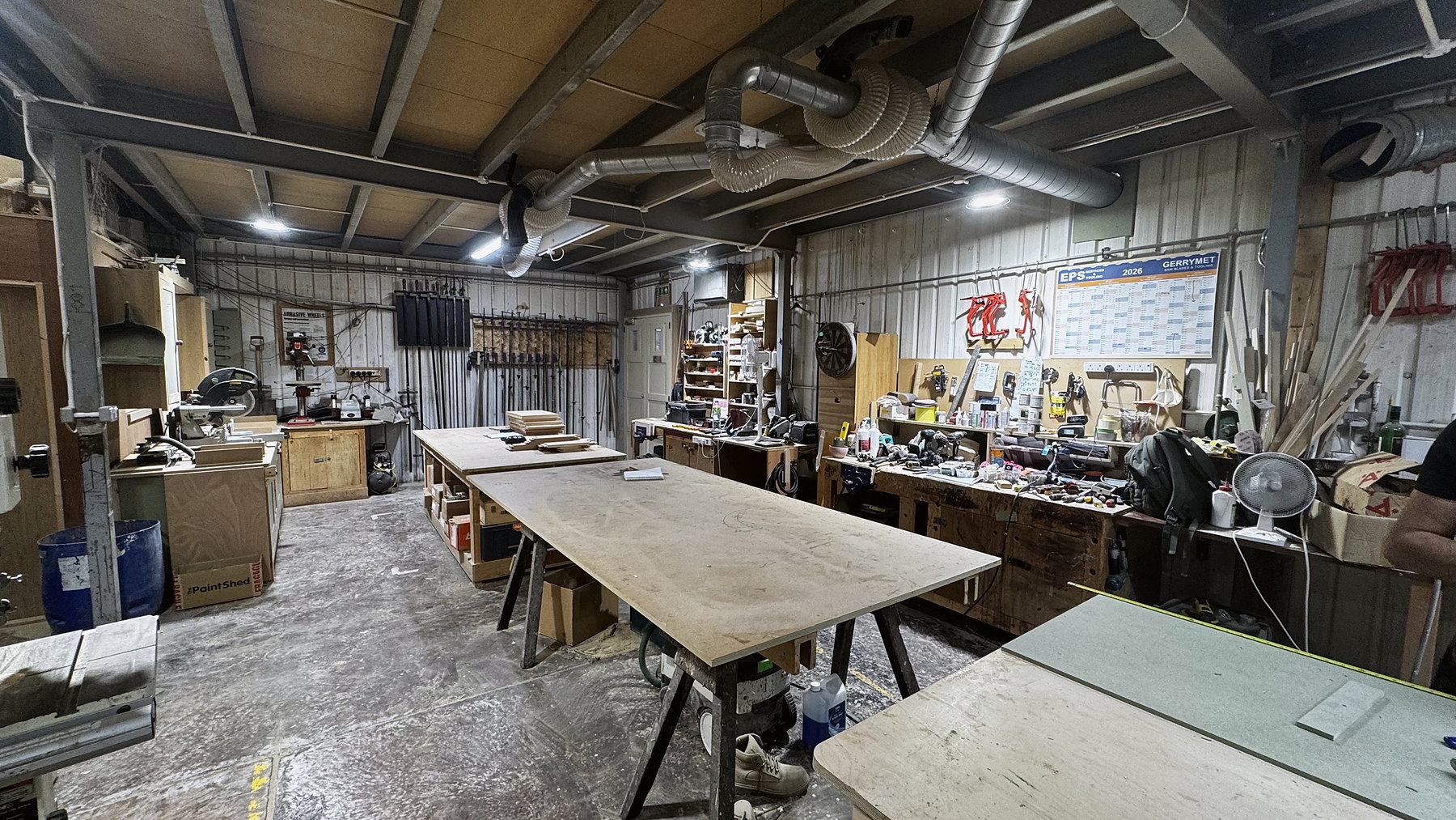 The bench shop at Mickfield, with frames and carcases in build