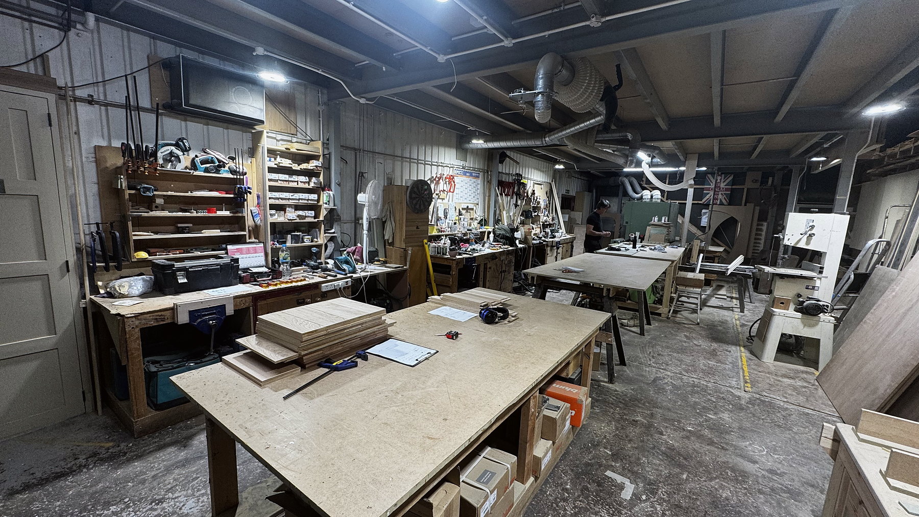 The bench shop at Mickfield, where a kitchen is cut, assembled and dry-fitted before it leaves