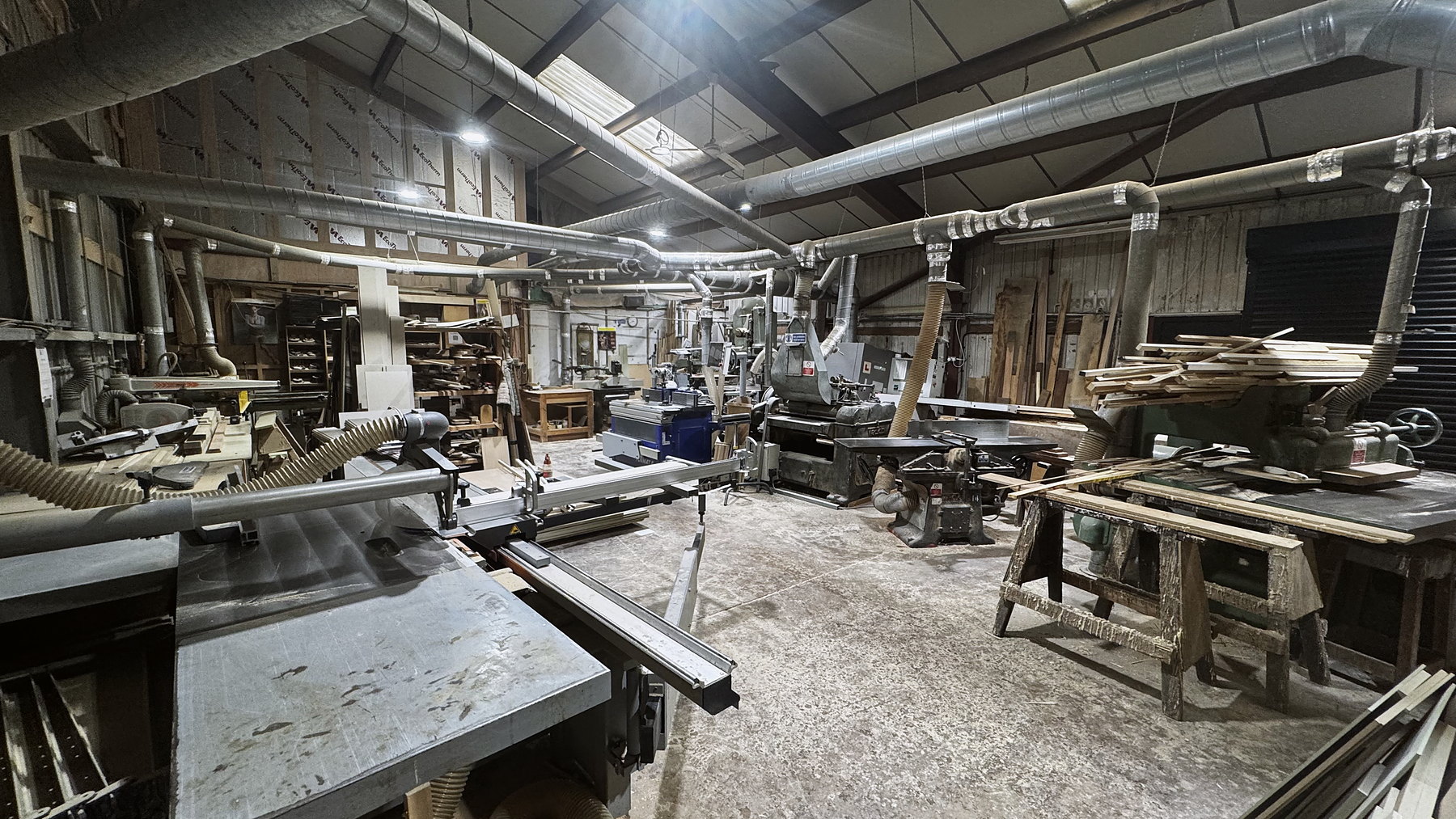 The machine shop at the Square & True workshop in Mickfield, Suffolk