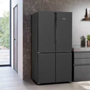 Siemens iQ300 Freestanding French Door Fridge Freezer — Brushed Black Steel