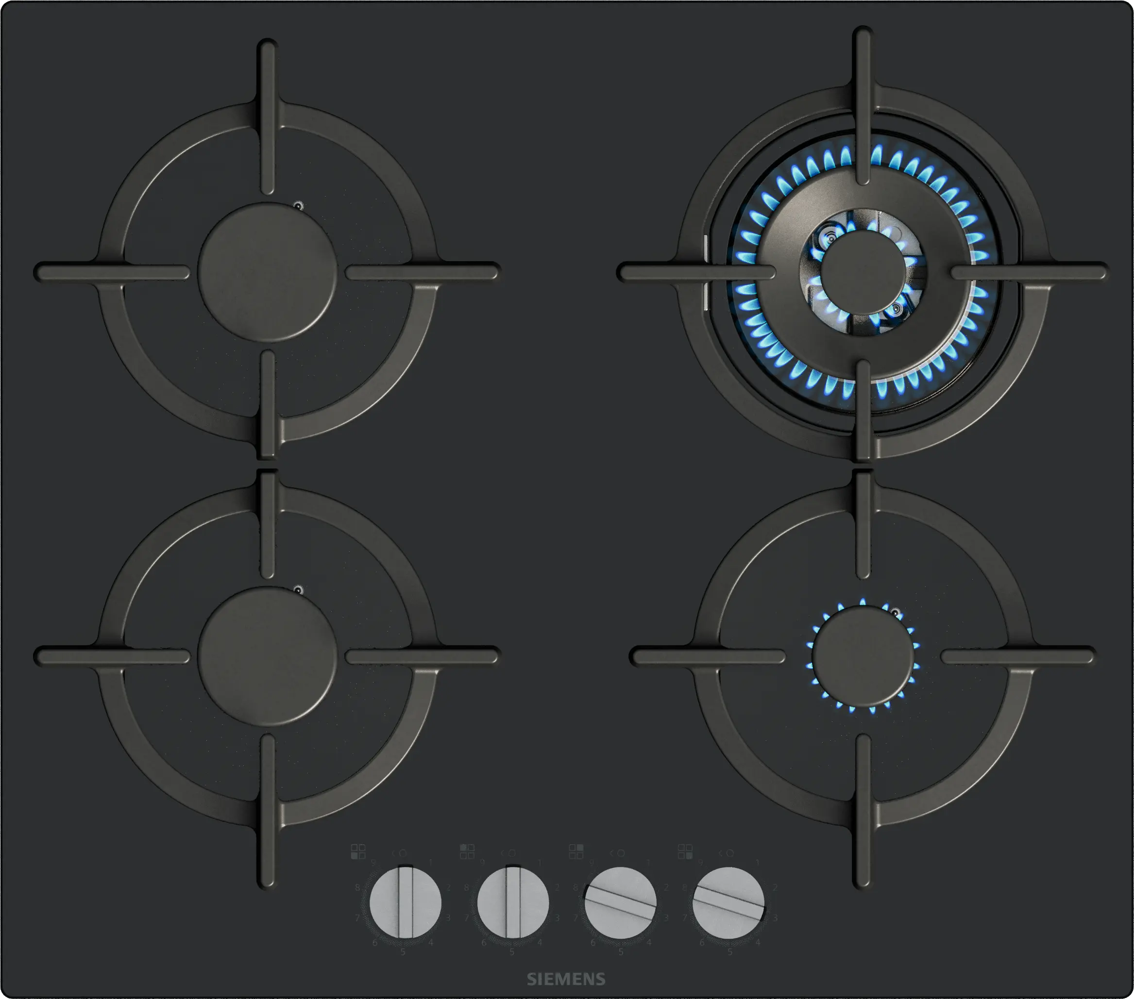 Siemens iQ500 60cm Gas Hob Black Tempered Glass