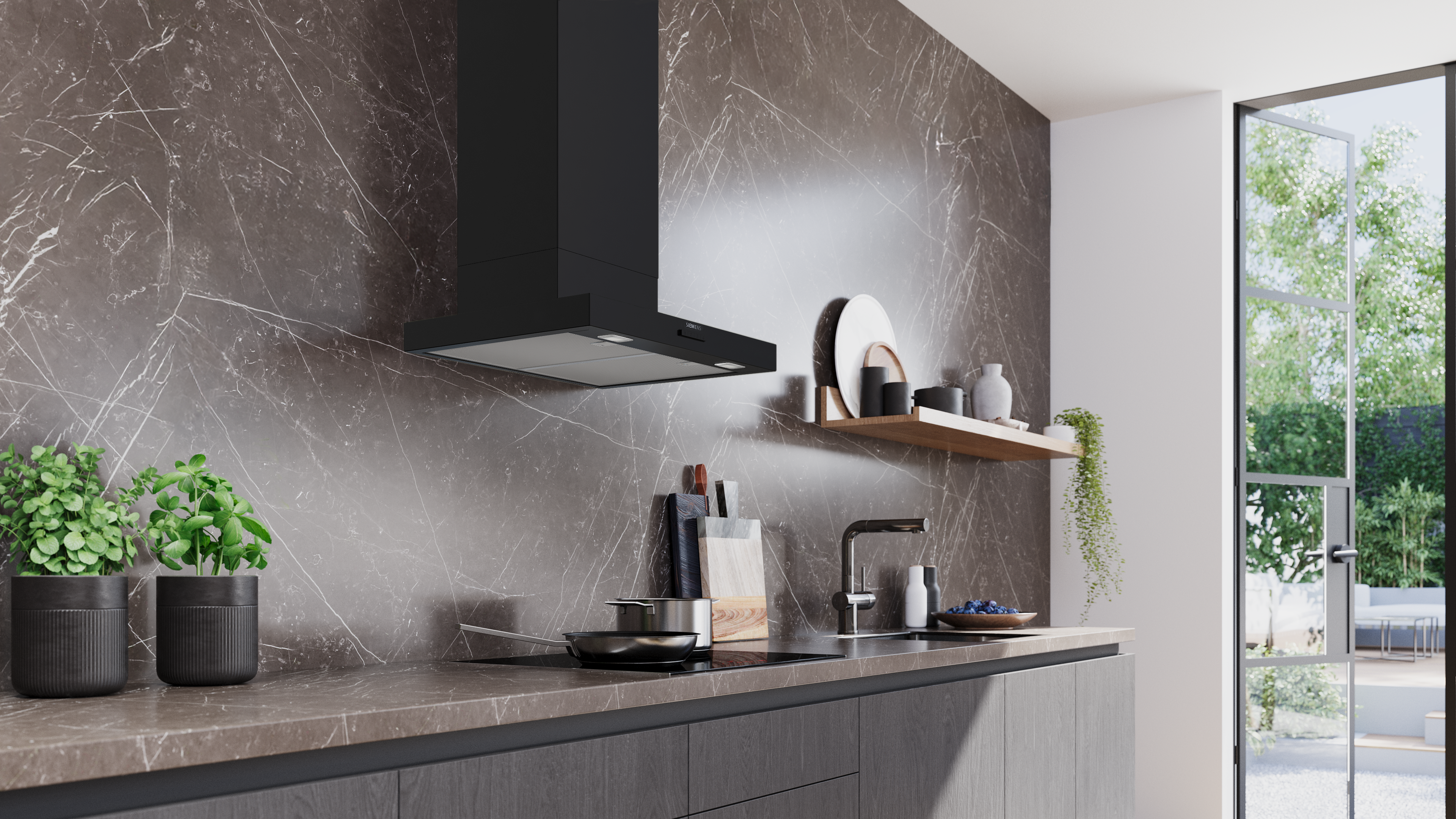 Siemens iQ300 60cm Wall-Mounted Cooker Hood, Matt Black LC65BCC60B