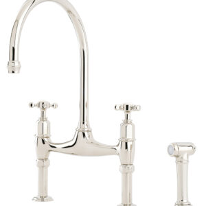 The Ionian Collection Bridge Mixer (Crosshead handles) + Rinse — Gold