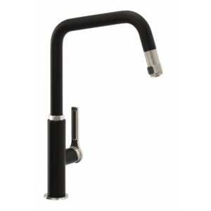 Abode Hex Single Lever Pull Out — Black & Brushed Nickel