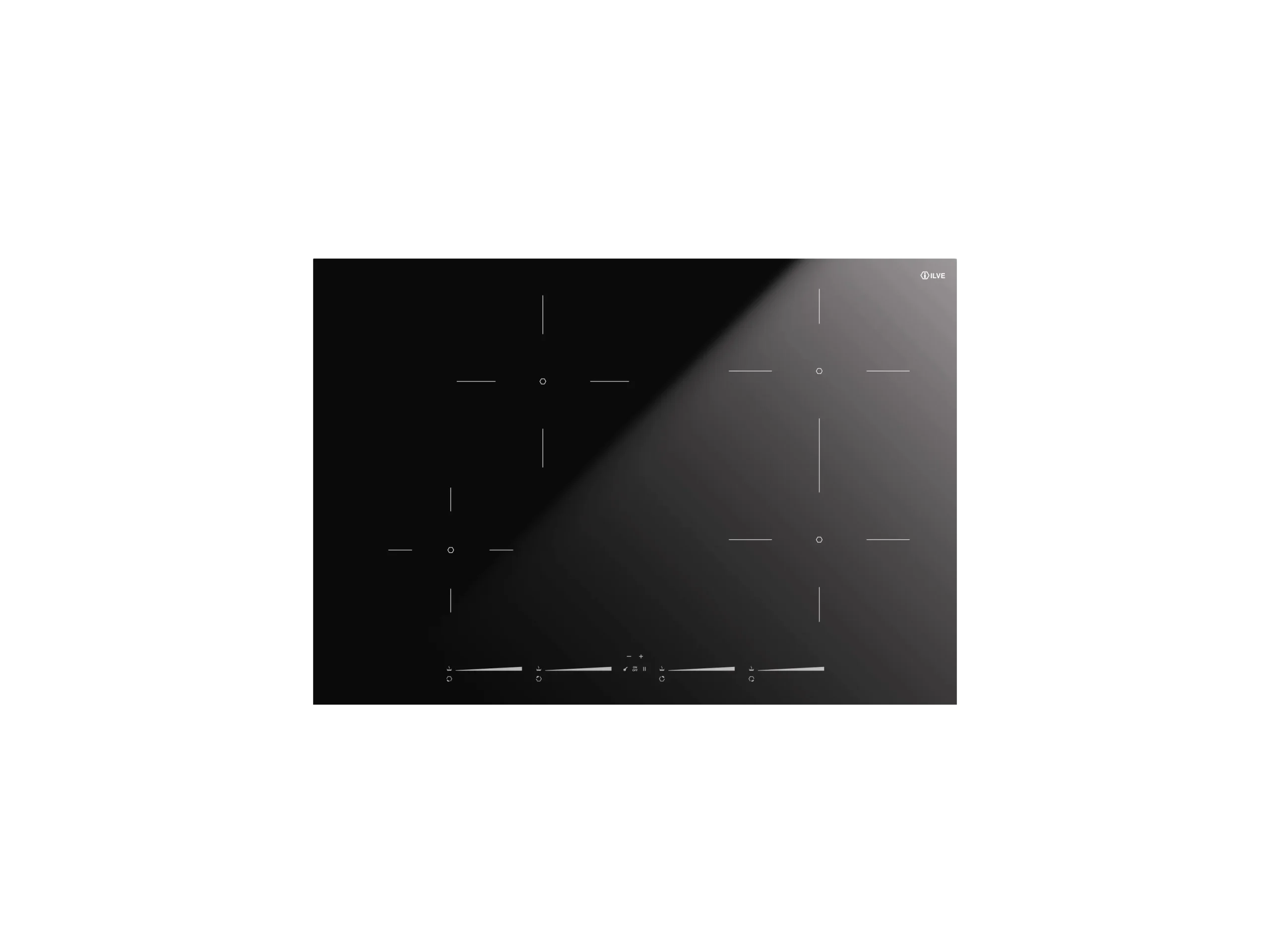 ILVE 75cm 4 Zone Induction Slidetouch Hob, Glossy Black HCBI754TC/BK