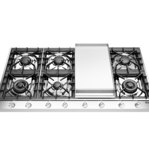 ILVE Professional Plus 120cm Freestanding Gas Hob, 6 Burners and Fry Top, Stainless Steel HCP1265FD/SS