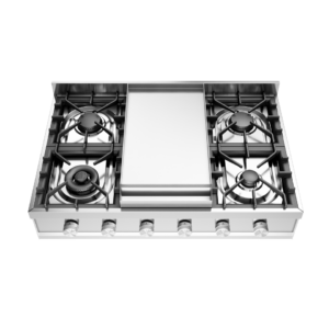 ILVE Professional Plus 90cm Freestanding Gas Hob, 4 Burners and Fry Top, Stainless Steel HCP90FD/SS