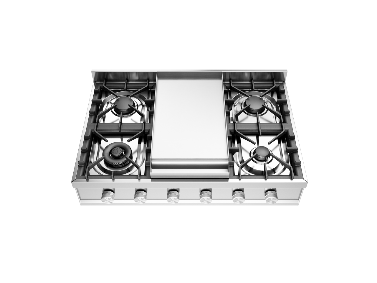 ILVE Professional Plus 90cm Freestanding Gas Hob, 4 Burners and Fry Top, Stainless Steel HCP90FD/SS