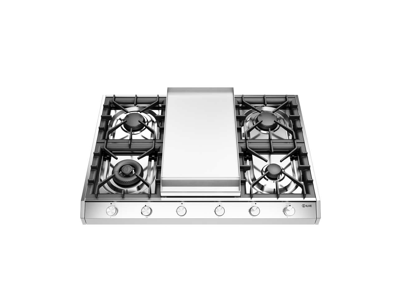 ILVE Professional Plus 90cm Freestanding Gas Hob, 4 Burners and Fry Top, Dual HCP965FD