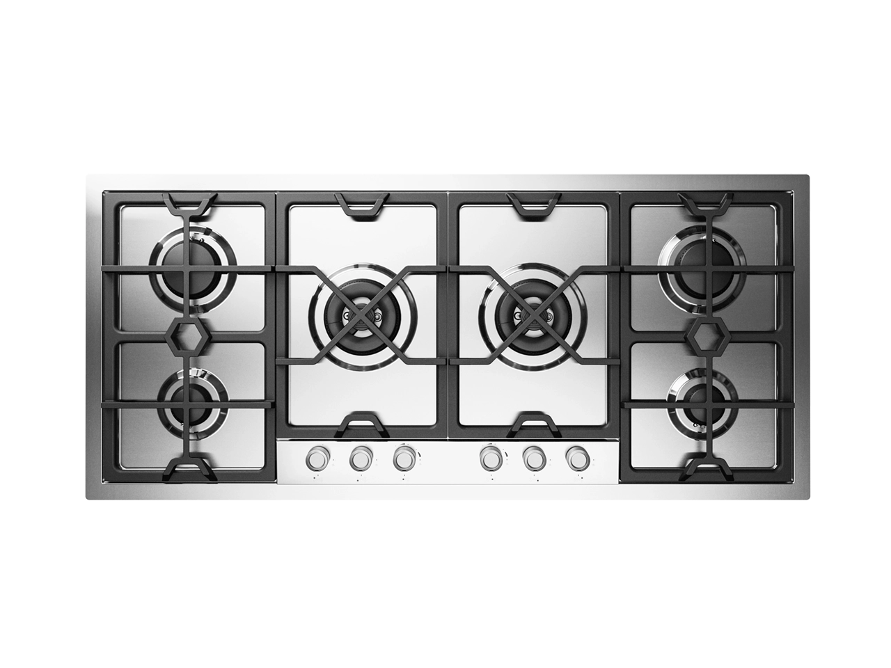 ILVE Panoramagic 120cm Stainless Steel Flush-Mounted Gas Hob, 6 Burners, Dual HCPMT125DD/SS