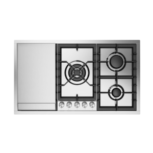 ILVE Professional Plus 90cm Stainless Steel Flush Gas Hob, 5 Burners, Dual and Fry Top HCPT95FD