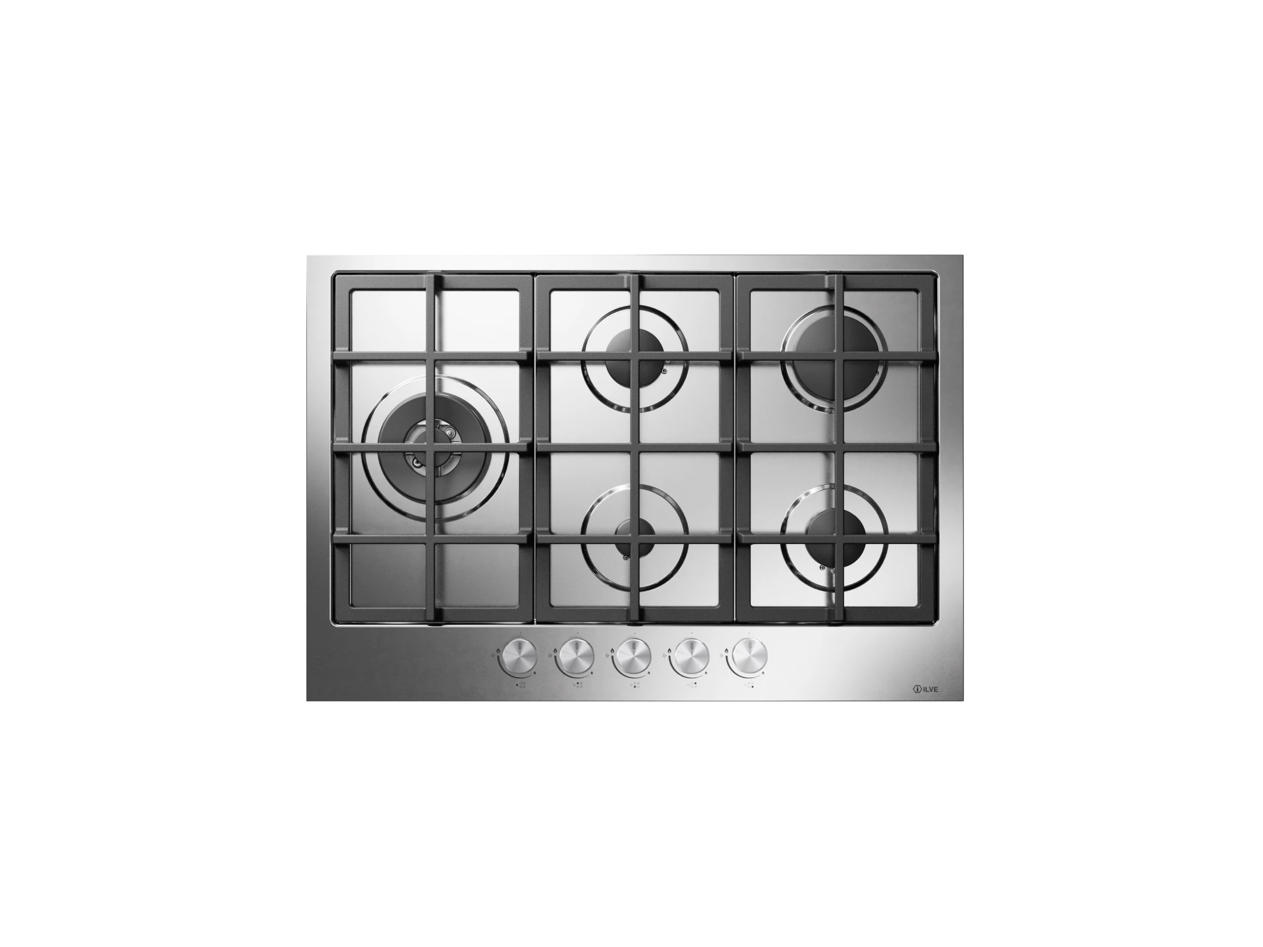 ILVE Professional Plus 75cm Stainless Steel Gas Hob, 5 Burners HCS75SCK/SS