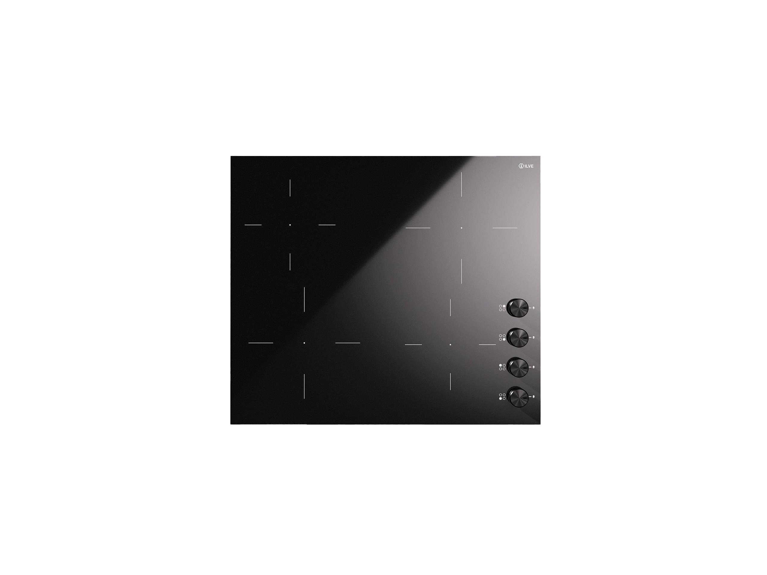 ILVE Professional Plus 60cm 4 Zone Induction Hob with Knobs, Black HVI364/BK