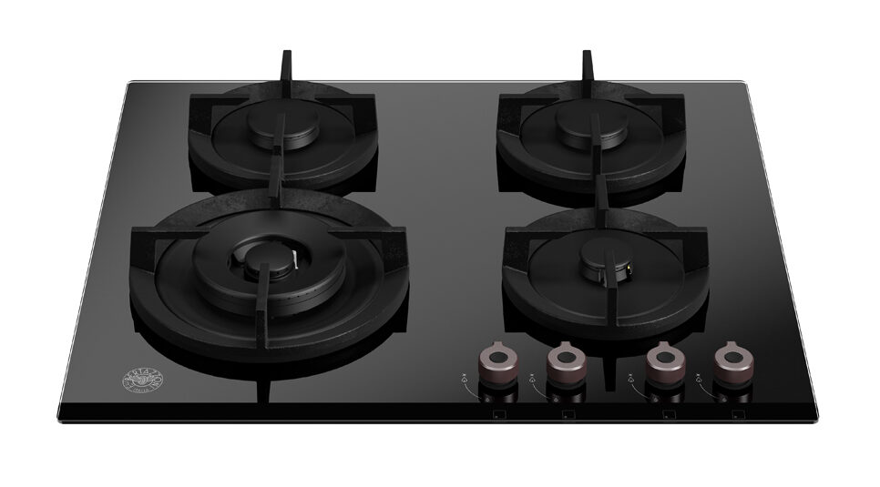 Bertazzoni Professional Series 60cm Gas on Glass Hob with Lateral Wok — Black