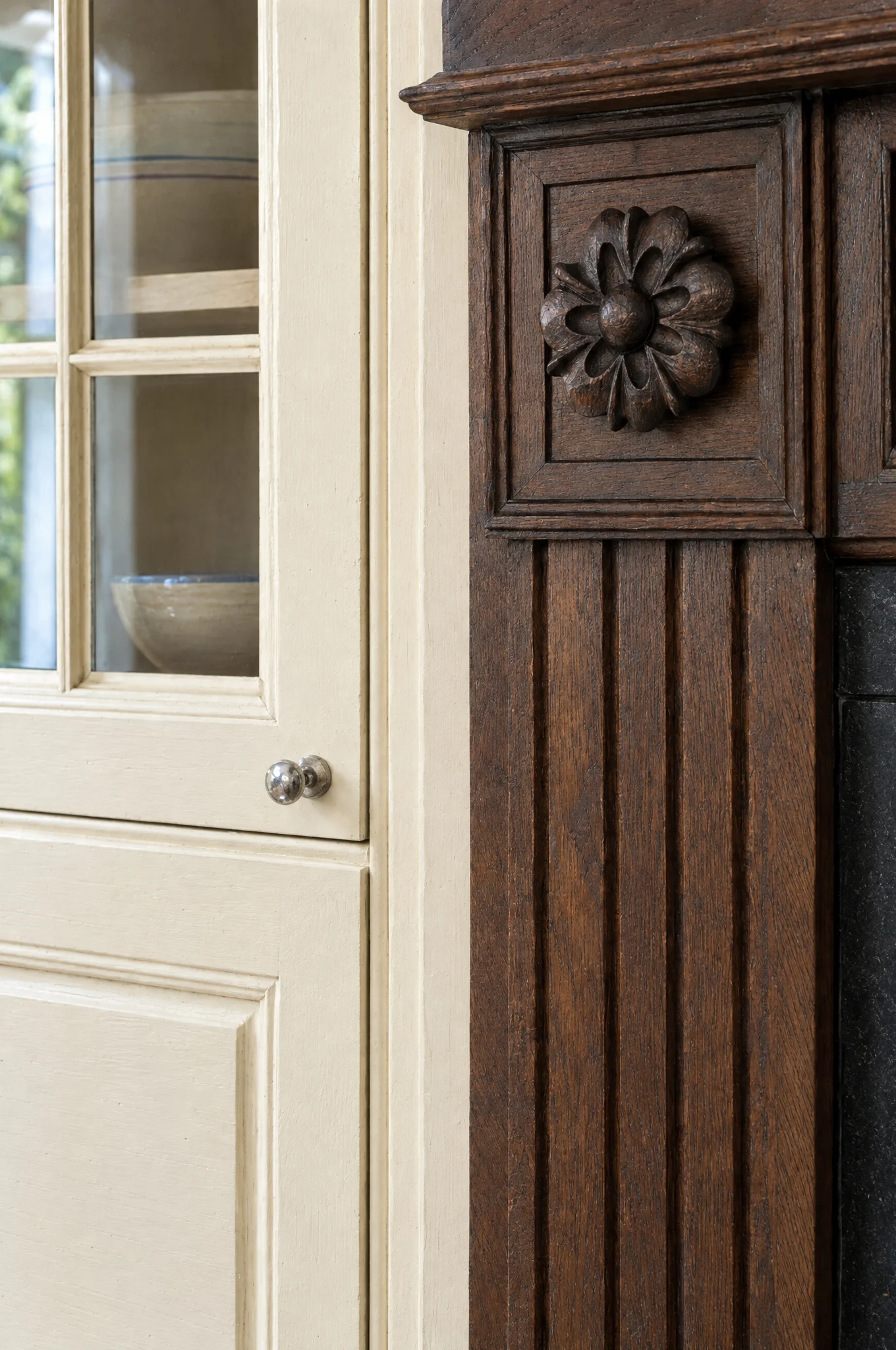 Detail of a moulded in-frame door, run on our own spindle moulder, The Essex range by Square & True