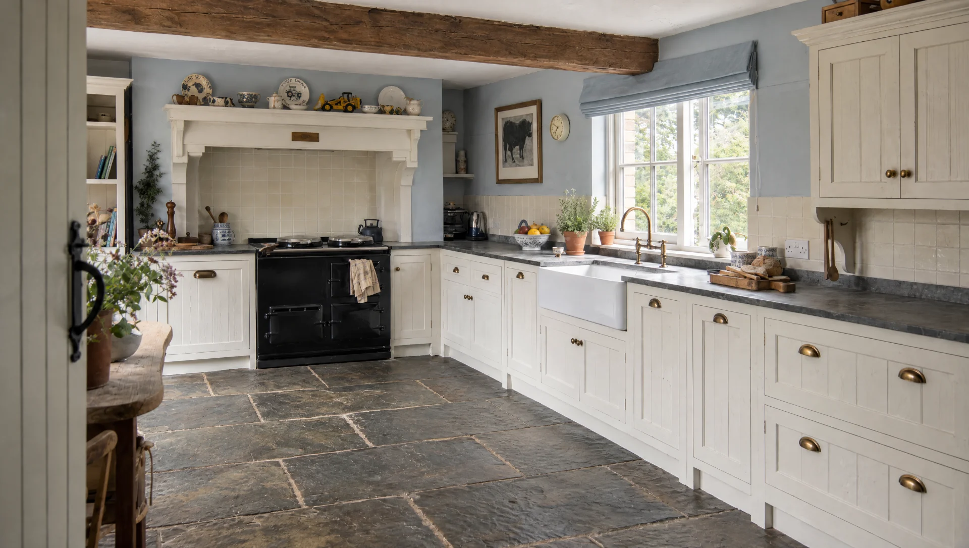 The Farmhouse — painted in-frame kitchen built around the range and the sink, Square & True