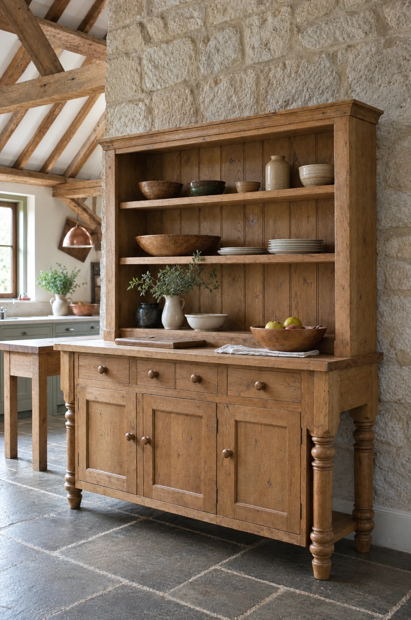 A solid oak dresser finished on all six sides, Modular & Freestanding by Square & True