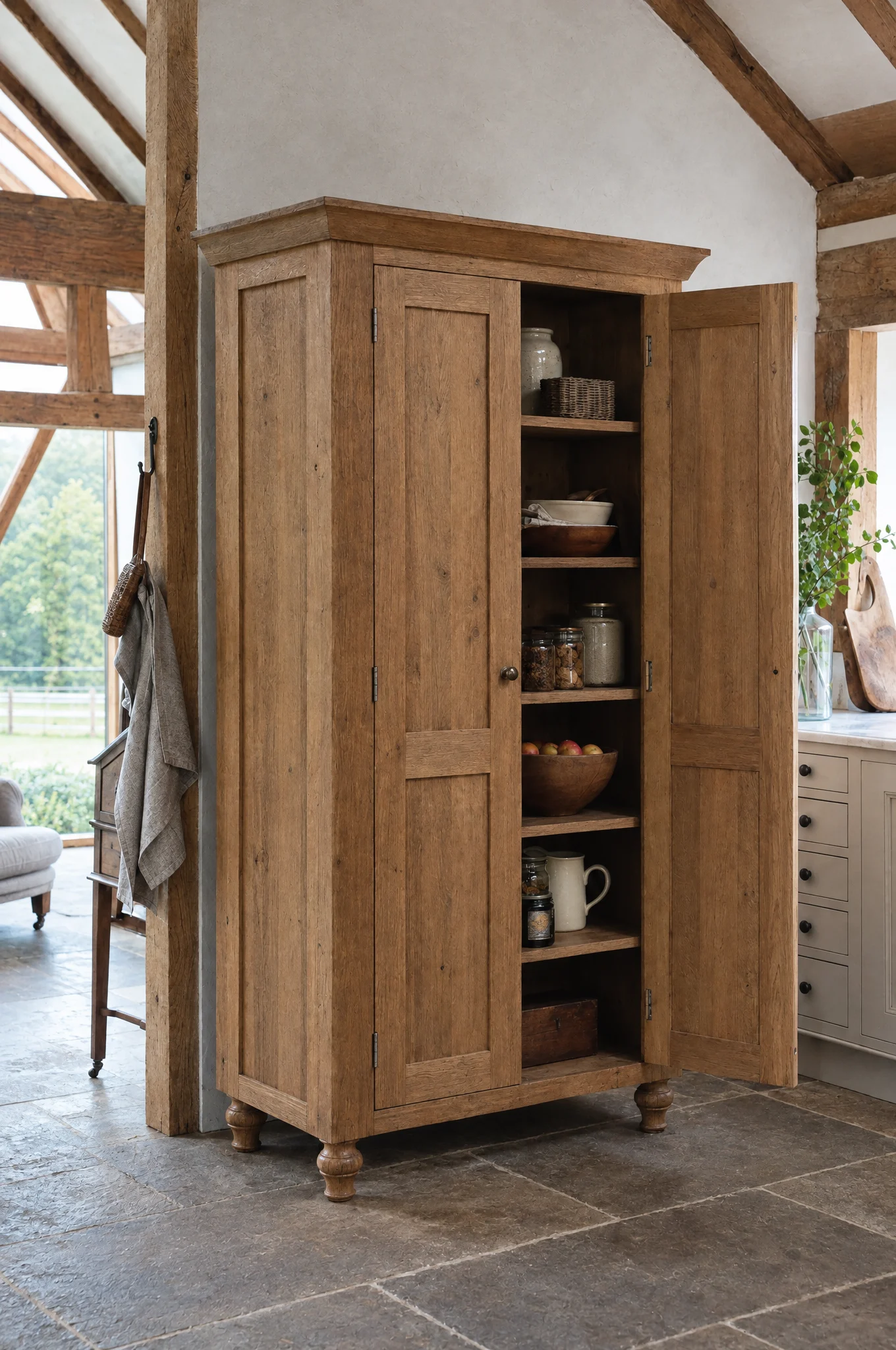 A freestanding oak larder cupboard, Modular & Freestanding by Square & True