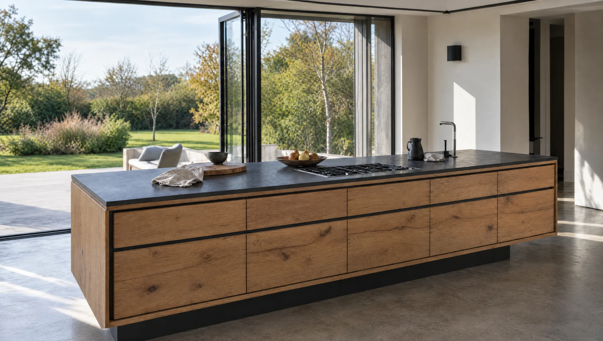 The Scandi — handleless solid oak English kitchen, made in Suffolk by Square & True
