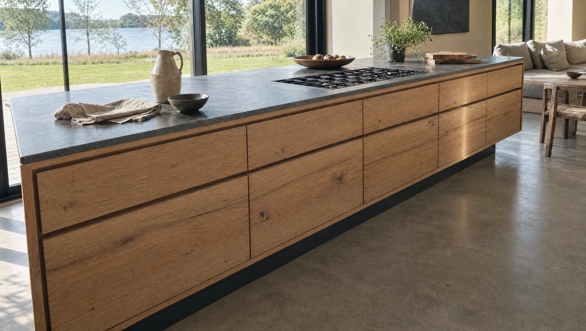 An oak island with finger-jointed fronts, The Scandi range by Square & True